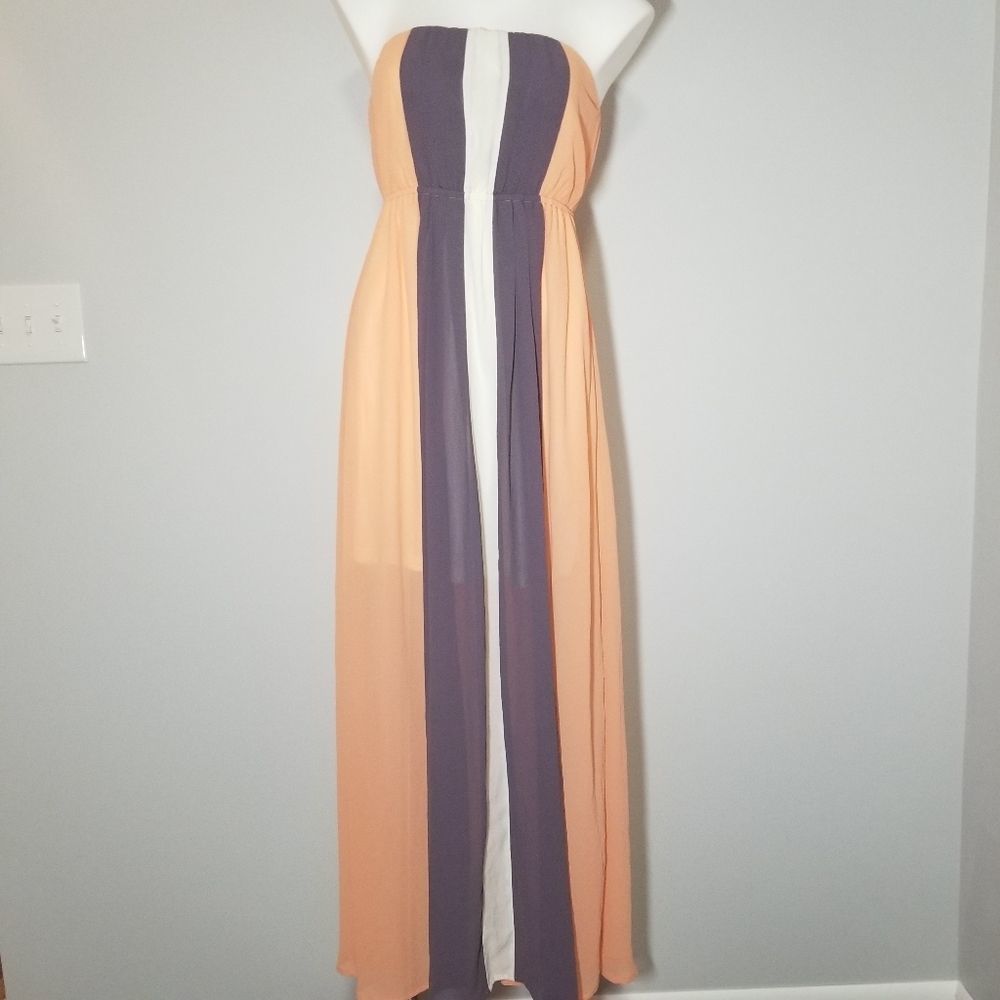 Ya Los Angeles Peach Colorblock Maxi Dress
